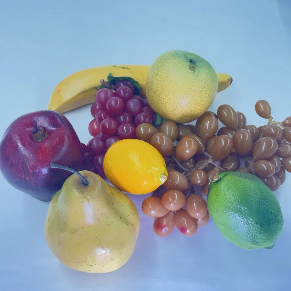 VINTAGE  Lot of 8 Plastic Fruit Apples Pears Bananas Lemon Lime Grapes